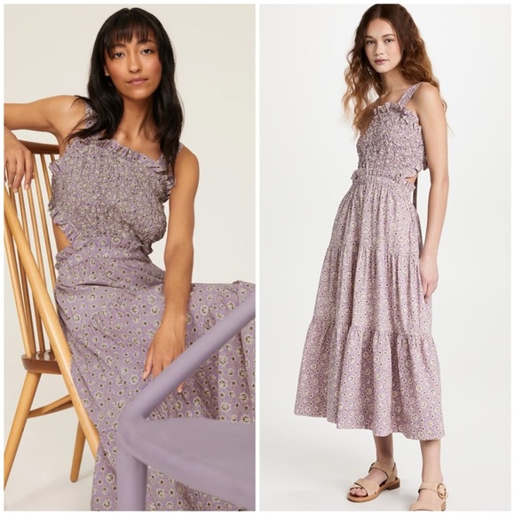 Sea New York Dresses & Skirts - SEA NEW YORK Ida Apron Lilac Midi Dress SZ S